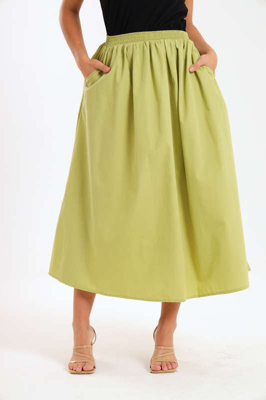 Joanna Ladies High-Waisted A-Line Midi Skirt With Pockets