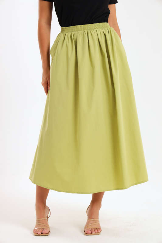 Joanna Ladies High-Waisted A-Line Midi Skirt With Pockets