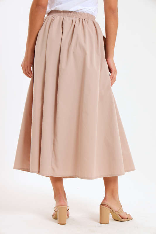 Joanna Ladies High-Waisted A-Line Midi Skirt With Pockets
