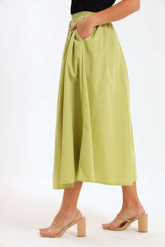 Joanna Ladies High-Waisted A-Line Midi Skirt With Pockets