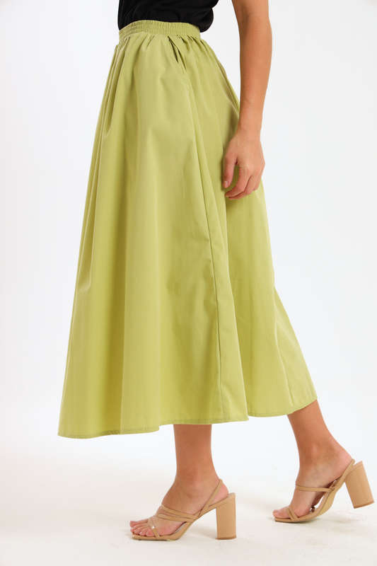 Joanna Ladies High-Waisted A-Line Midi Skirt With Pockets