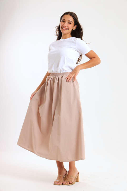 Joanna Ladies High-Waisted A-Line Midi Skirt With Pockets