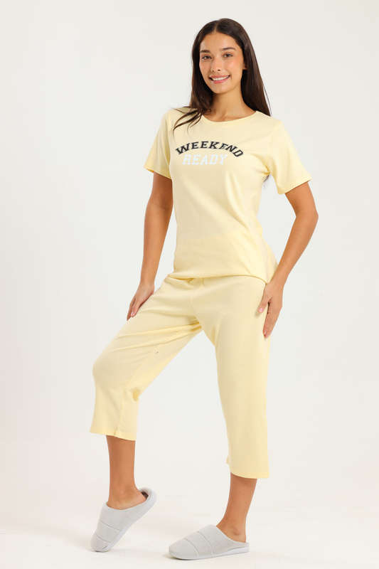 Ladies 3/4 Short Sleeve Summer Pyjama Set