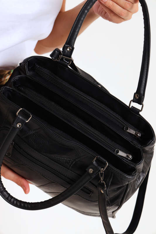 Ladies SOTTO Premium Faux Leather Handbag with Multiple Compartments in Black