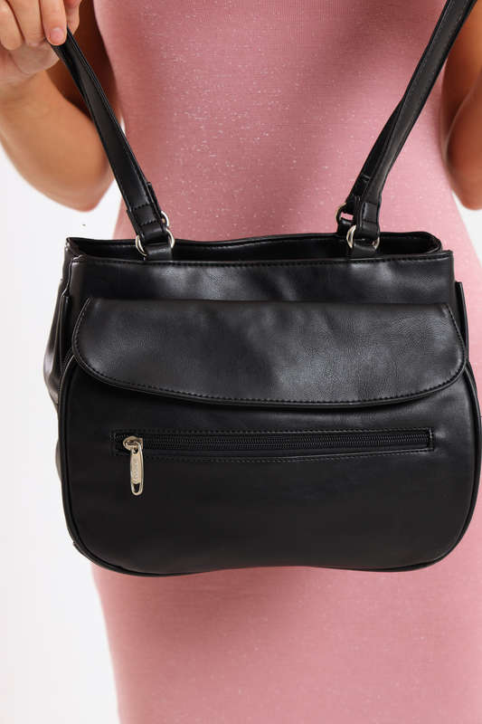 Ladies SOTTO Premium Faux Leather Handbag with Multiple Compartments in Black