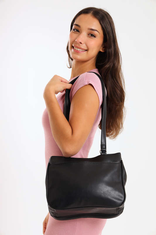 Ladies SOTTO Premium Faux Leather Handbag with Multiple Compartments in Black