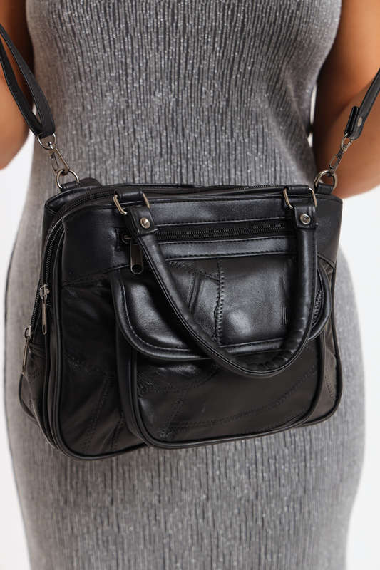 Ladies SOTTO Premium Faux Leather Handbag with Multiple Compartments in Black