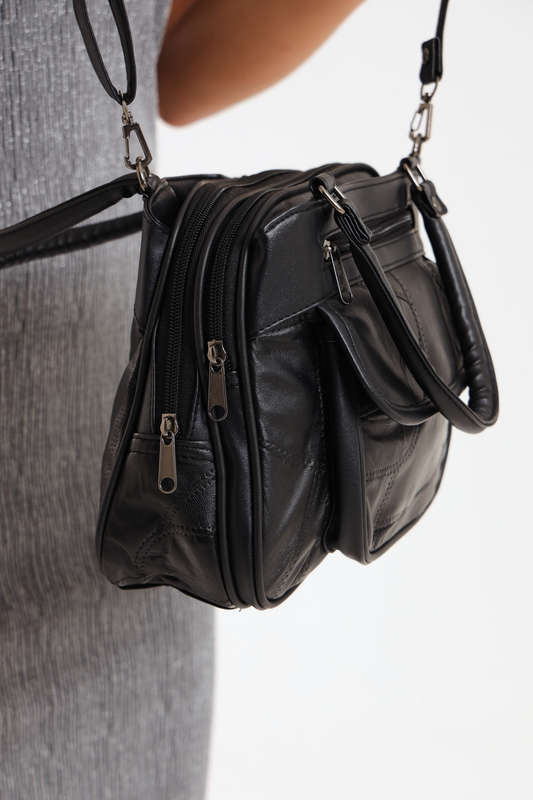 Ladies SOTTO Premium Faux Leather Handbag with Multiple Compartments in Black