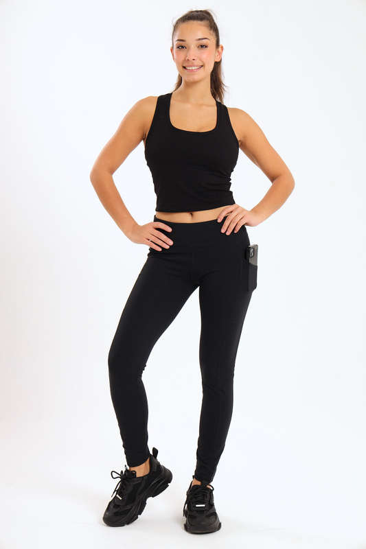 Ladies High Waisted Performance Paddle Fitness Leggings With Pockets
