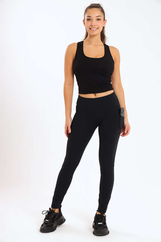 Ladies High Waisted Performance Paddle Fitness Leggings With Pockets
