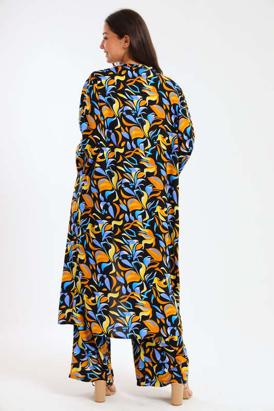 Ladies Hudson 2 Piece Printed Pants &amp; Kimono Summer Set With Free Bodysuit to Match