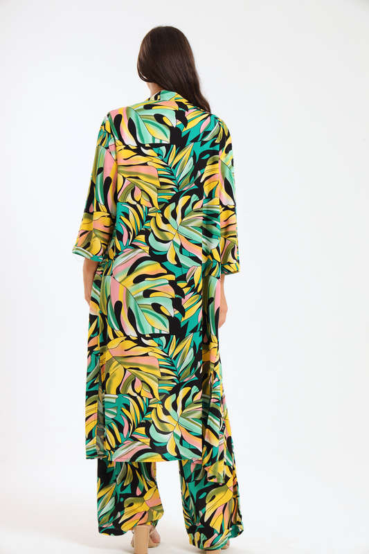 Ladies Hudson 2 Piece Printed Pants &amp; Kimono Summer Set With Free Bodysuit to Match