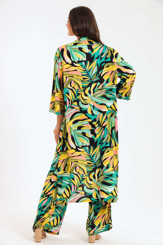 Ladies Hudson 2 Piece Printed Pants &amp; Kimono Summer Set With Free Bodysuit to Match