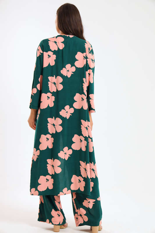 Ladies Hudson 2 Piece Printed Pants &amp; Kimono Summer Set With Free Bodysuit to Match
