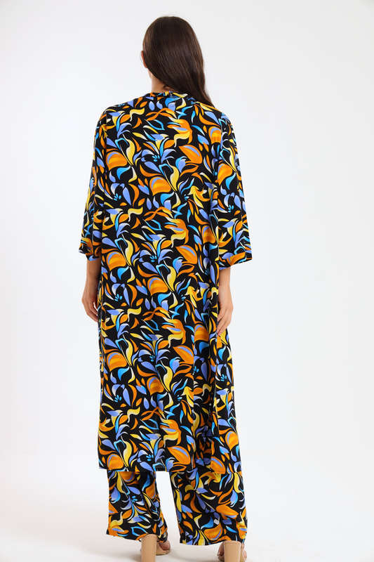 Ladies Hudson 2 Piece Printed Pants &amp; Kimono Summer Set With Free Bodysuit to Match