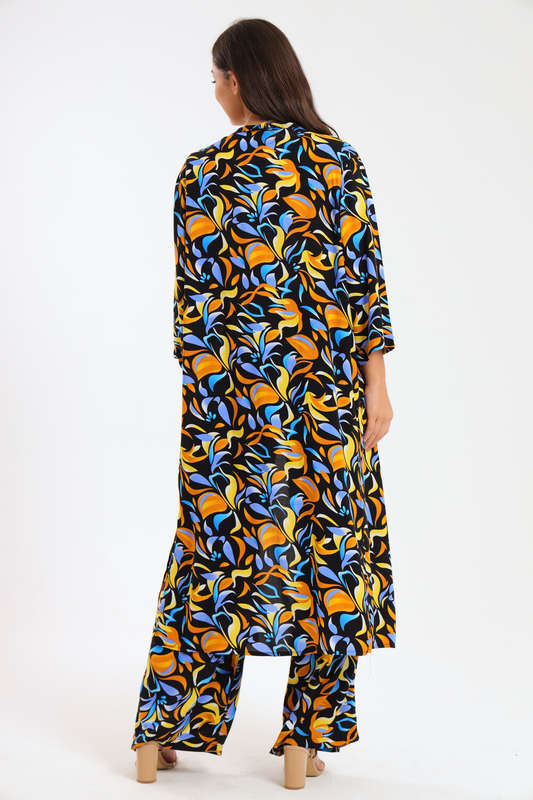 Ladies Hudson 2 Piece Printed Pants &amp; Kimono Summer Set With Free Bodysuit to Match