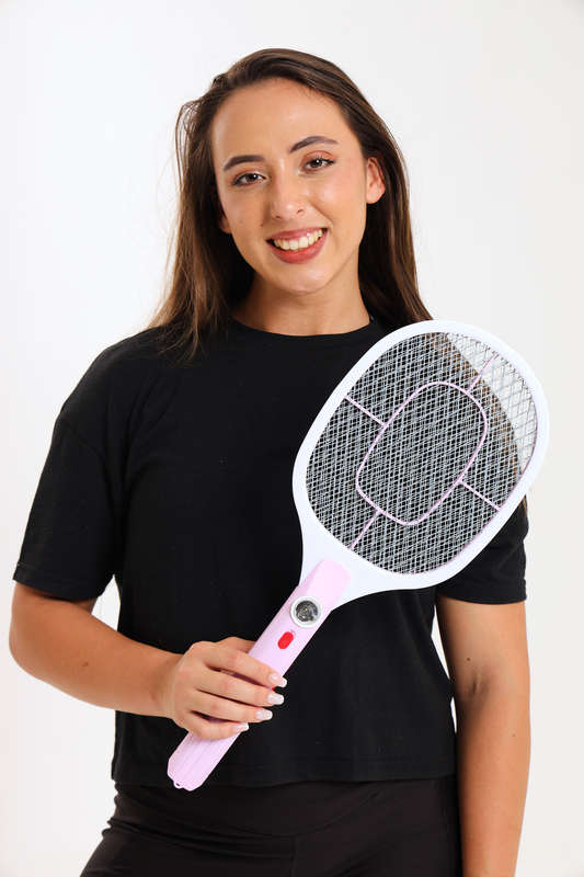 Rechargeable Electric Mosquito Zapper Racket With Led Light