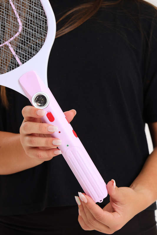 Rechargeable Electric Mosquito Zapper Racket With Led Light