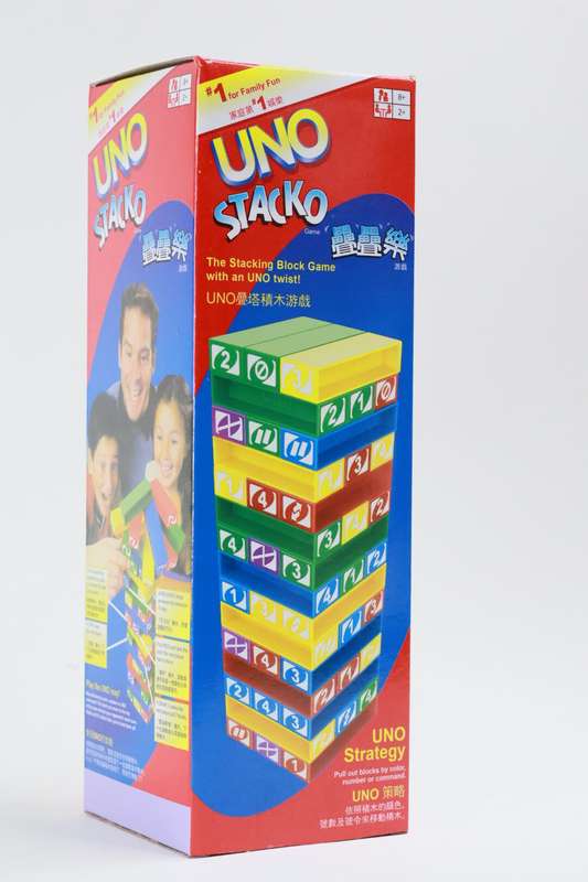 UNO Stacko Building Blocks Game With A Twist 45 Piece Set