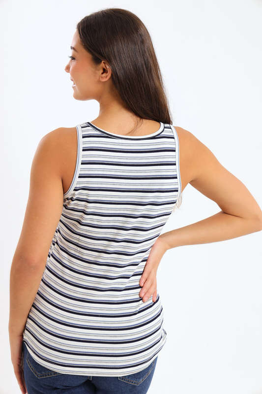 Ladies Branded Versatile Sleeveless Ribbed Button Tank Top Vest