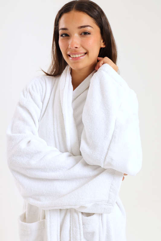 Bristol Luxury Hotel Collection White Bath Robe With Pockets &amp; Belt