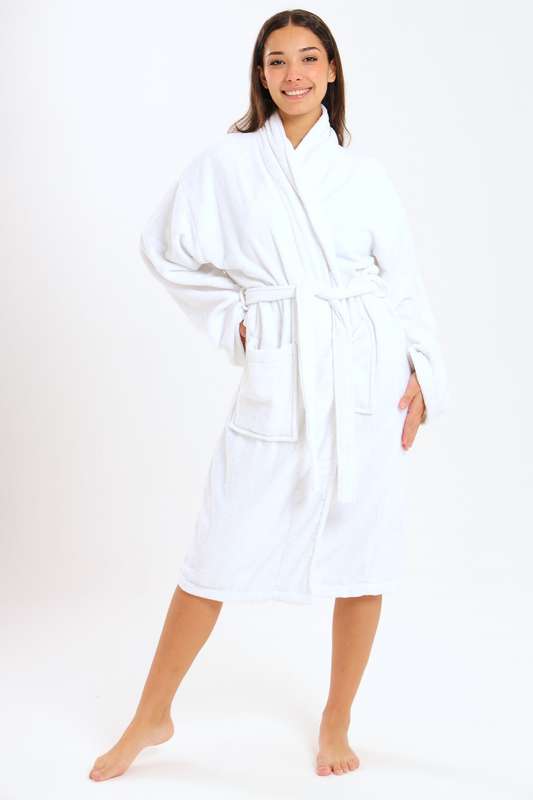 Bristol Luxury Hotel Collection White Bath Robe With Pockets &amp; Belt