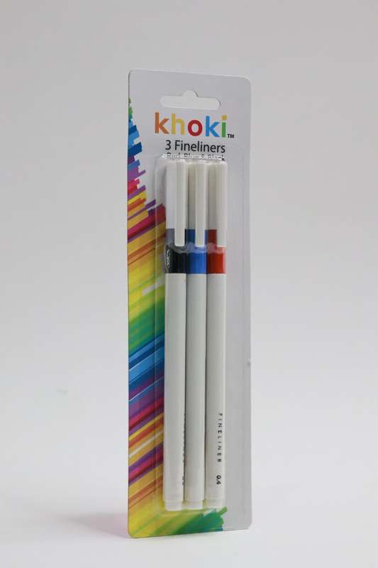 kHOKI 3 Pack Fineliner Pens Black-Blue-Red