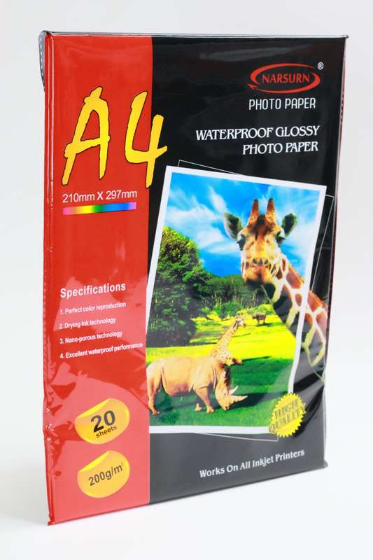 4R Waterproof Glossy Photo Paper Pack Of 20 Sheets 210mm X 297mm