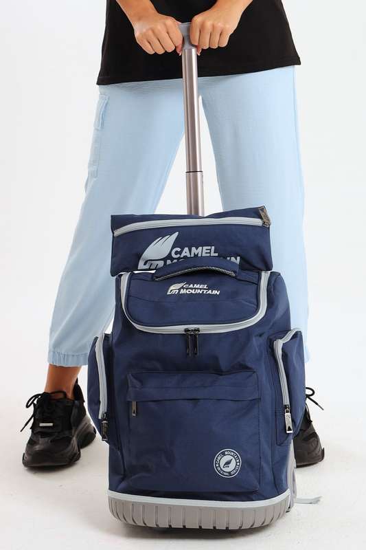 Camel Mountain School Trolley Bag Backpack Large Navy