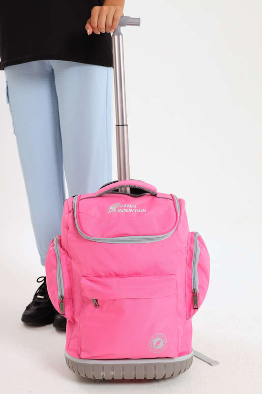 Camel Mountain School Trolley Bag Backpack Large Pink