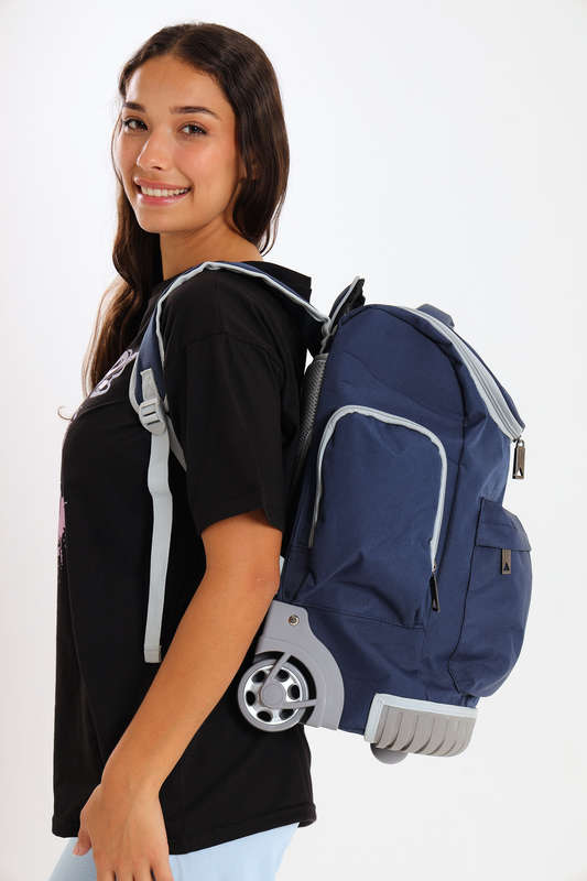 Camel Mountain School Trolley Bag Backpack Large Navy