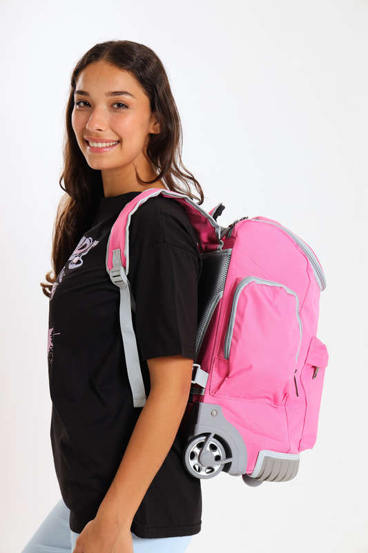Camel Mountain School Trolley Bag Backpack Large Pink