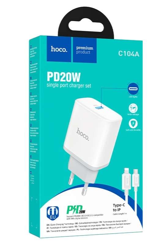 HOCO C104A Wall Charger Set Type-C To iPhone PD20W