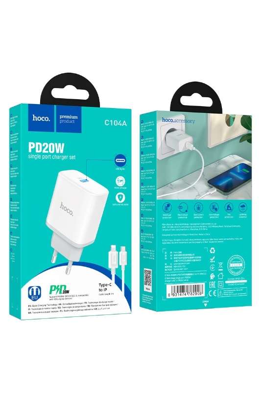 HOCO C104A Wall Charger Set Type-C To iPhone PD20W
