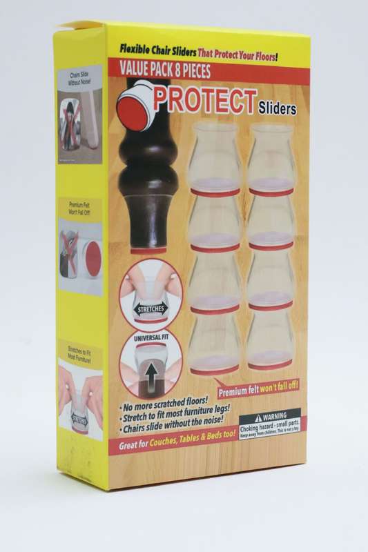 Flexible Chair Leg Protectors with Felt Pads  8 Pack
