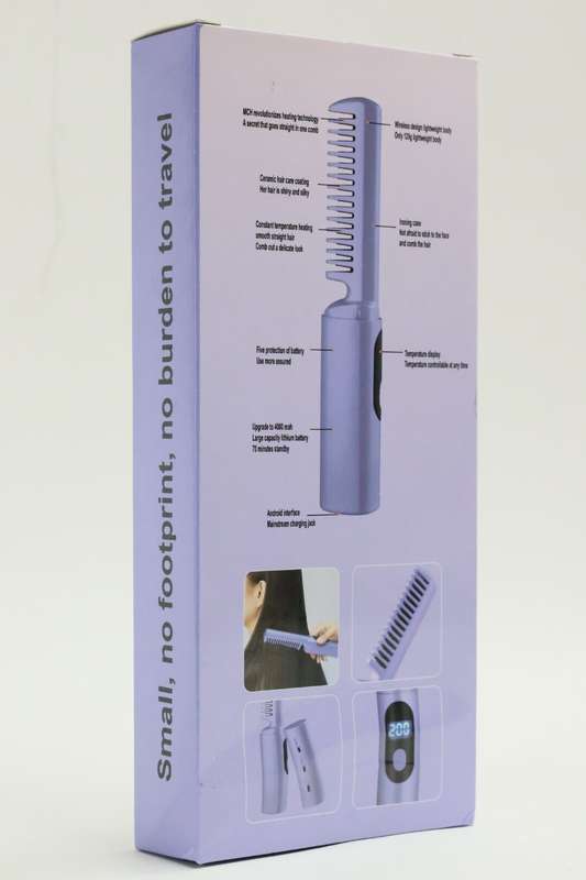 Senza® 2 In 1 Lazy Wireless Hot Comb Portable Mini USB Rechargeable Travel Hair Straightener