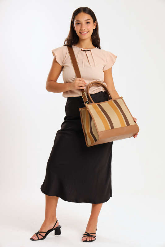 Ladies Canvas Multifunctional Tote Handbag with Shoulder Strap