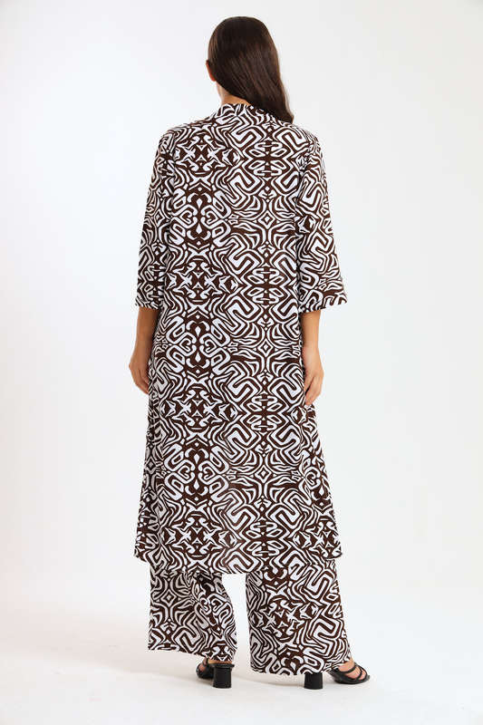 Ladies Hudson 2 Piece Printed Pants &amp; Kimono Summer Set With Free Bodysuit to Match