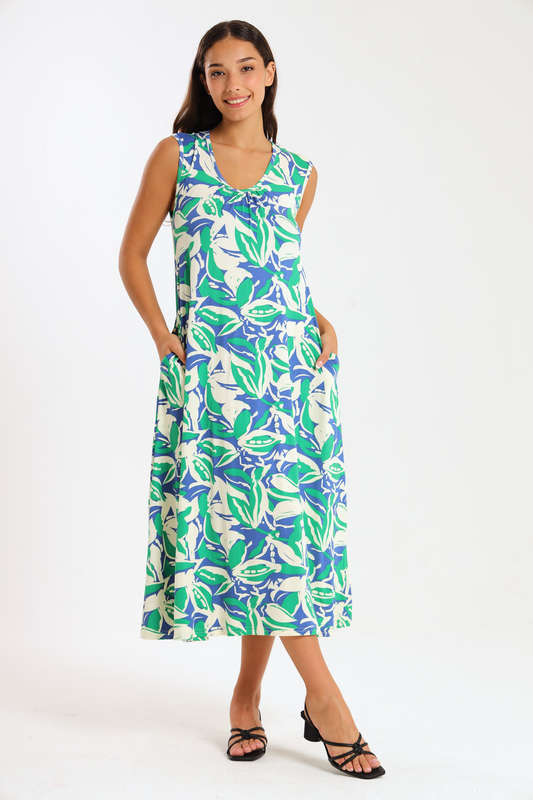 Ladies Midaxi Sleeveless Summer Dress  With Pockets