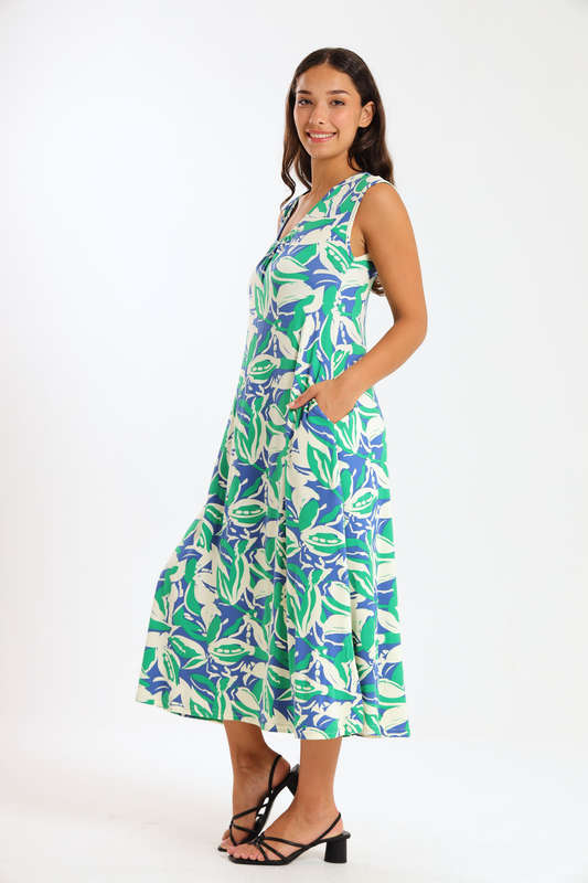 Ladies Midaxi Sleeveless Summer Dress  With Pockets