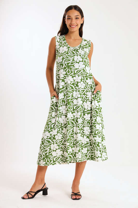 Ladies Midaxi Sleeveless Summer Dress  With Pockets
