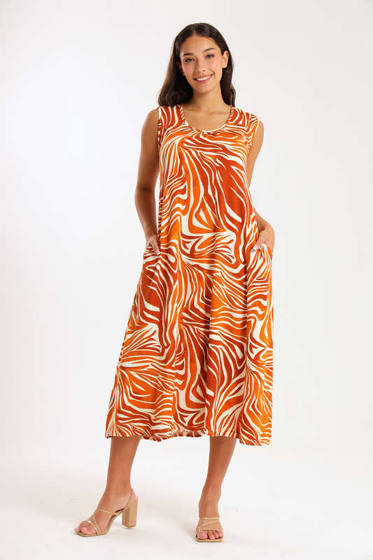 Ladies Midaxi Sleeveless Summer Dress  With Pockets
