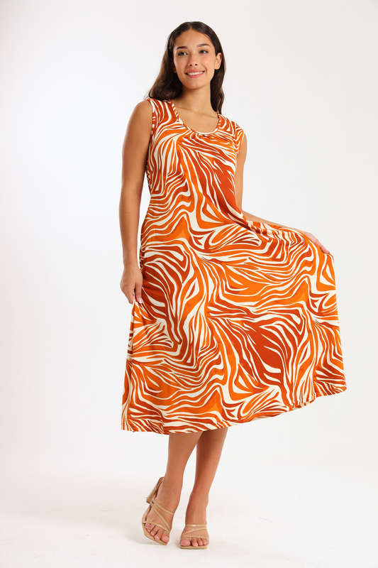 Ladies Midaxi Sleeveless Summer Dress  With Pockets