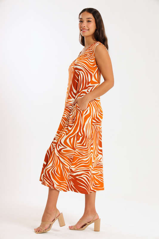 Ladies Midaxi Sleeveless Summer Dress  With Pockets