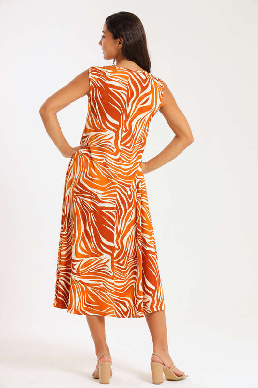 Ladies Midaxi Sleeveless Summer Dress  With Pockets