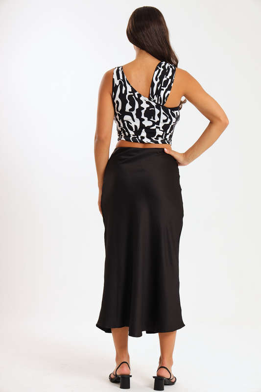 Ladies One Shoulder Swirl Summer Crop Top