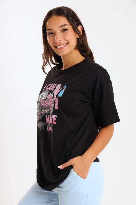 Ladies Printed Slogan Maxi T-shirts