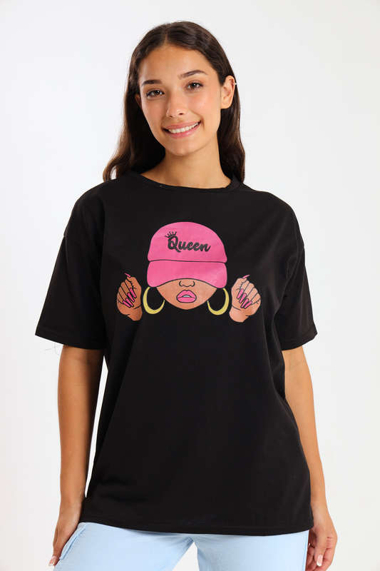Ladies Printed Slogan Maxi T-shirts