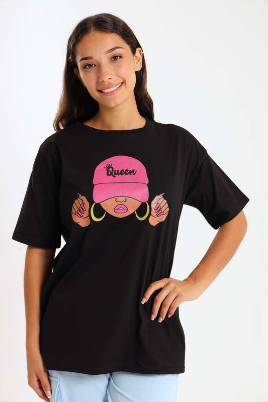 Ladies Printed Slogan Maxi T-shirts