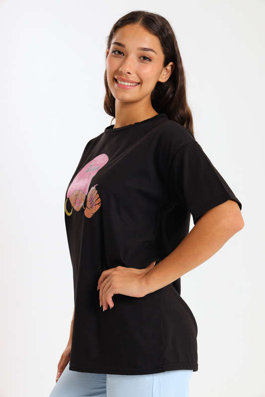 Ladies Printed Slogan Maxi T-shirts